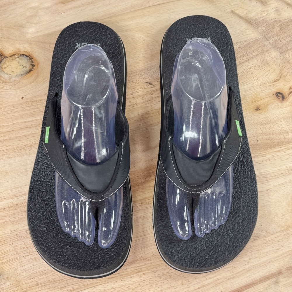 Sanuk Beer Cozy Yoga Mat Flip Flops Thong Sandals Black Mens Size 13 SMS2839C - Picture 4 of 10